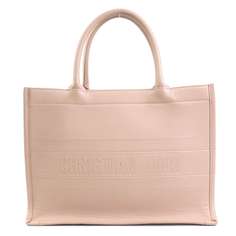 Christian Dior Handbag Tote Bag Book Leather Pink Beige - Women's e58507a