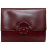 Hermes Clutch Bag Faco Bordeaux Leather Boxcalf 〇H HERMES Flap Women's Men's