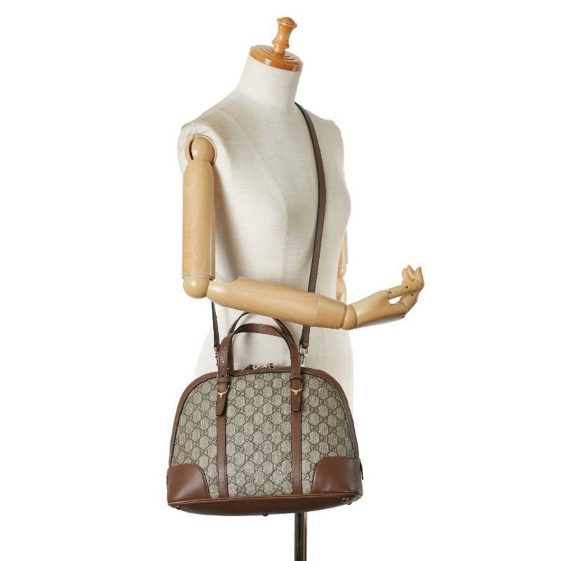 Gucci GG Supreme Nice Handbag Shoulder Bag 309617 Beige Brown PVC Leather Women's GUCCI