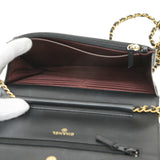 Chanel 2.55 Icon Embroidery Chain Wallet Long Leather Black