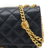 Chanel Matelasse Slide Adjuster Chain Shoulder Bag Leather Black AS3393