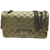 CHANEL Chanel 2.55 hardware Matelasse quilted bag W chain shoulder calfskin ladies bronze gold