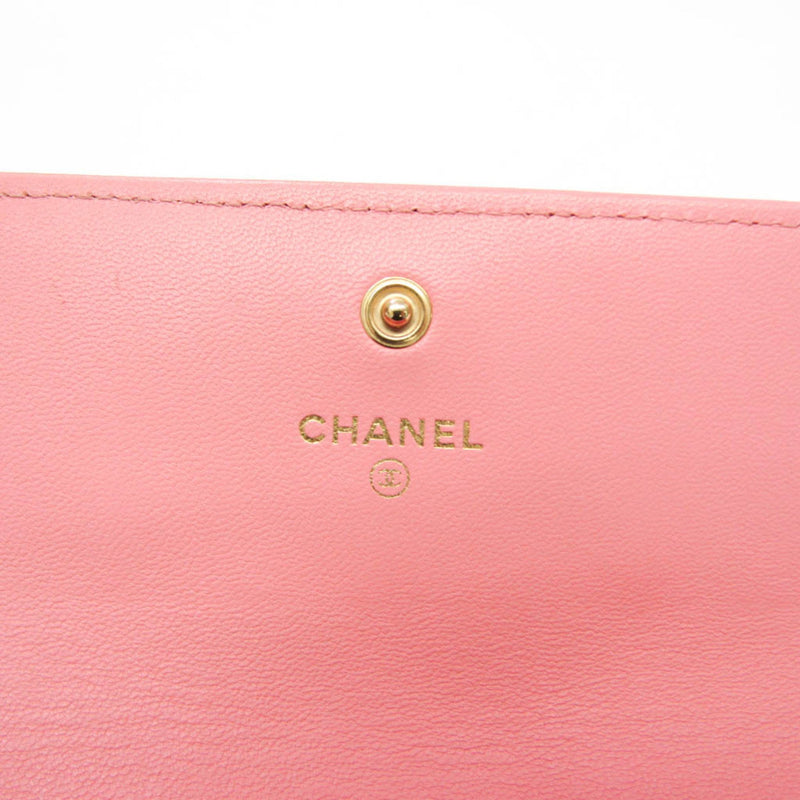 Chanel Boy Chanel A80286 Women's  Lambskin Long Wallet (bi-fold) Light Pink