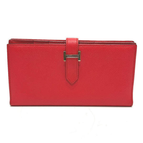 Hermes HHardware 2-fold long wallet Long Wallet Rouge tomato Red