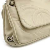 CHANEL Coco Mark Shoulder Bag Tote Chain Leather Ivory