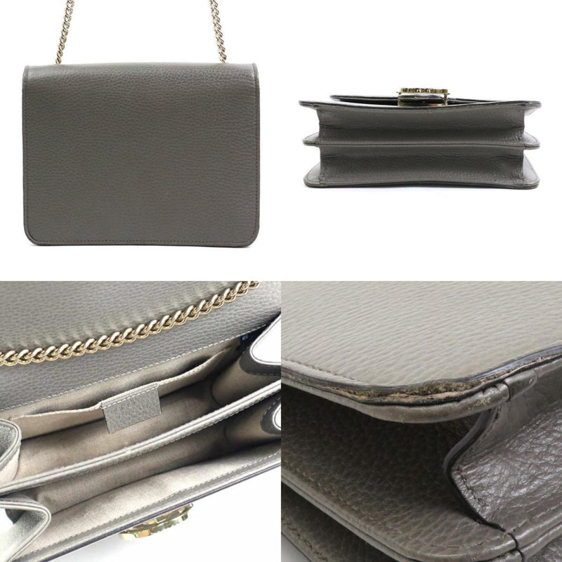 GUCCI Crossbody Shoulder Bag Interlocking G Leather/Metal Gray/Light Gold Women's 510304