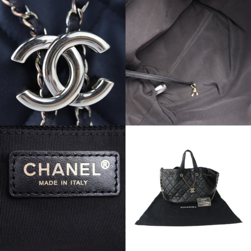 CHANEL Chanel Bag Handbag Lambskin Black Matelasse Coco Mark Shoulder Tote Quilted