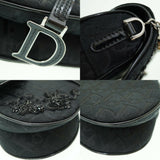 Christian Dior Dior Saddle Trotter Beads Spun Coat Shoulder Bag Canvas Black 0049Dior 6B0049ZS6