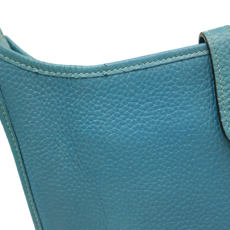 HERMES Evelyn 1 PM Shoulder Bag in Taurillon Clemence Leather and Blue Jean