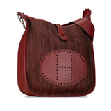 Hermes Evelyn GM Shoulder Bag Wine Red Toile H Women's HERMES