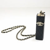 Chanel Lipstick Case with Chain Strap Calf Leather Black/Light Gold AP2192 Matelasse