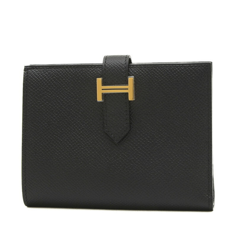 Hermes Bearn Compact Bi-fold Wallet Epson Black W Engraved