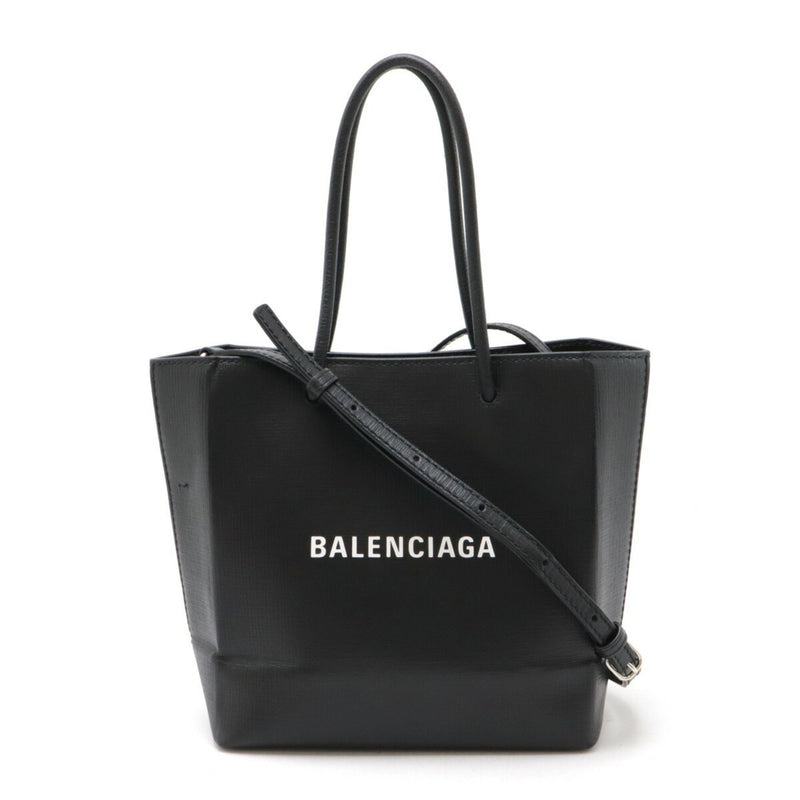 BALENCIAGA Tote XXS Bag Handbag Shoulder Leather Black White 597858