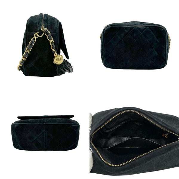 CHANEL Shoulder Bag Suede Black Women's z0571