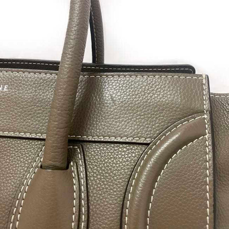 Celine Tote Bag Luggage Shopper Beige Gray 165213 Leather CELINE Stitch Ladies