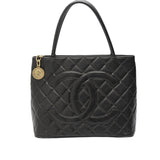 CHANEL Tote Bag Handbag Caviar Skin Reproduction Matte Black