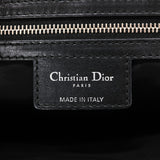 Christian Dior Lady Cannage Pana Tote Bag Coated Canvas Leather Black