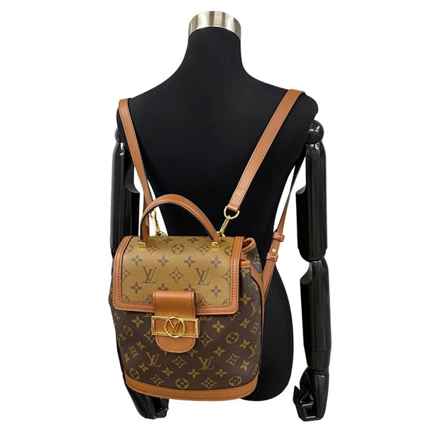 LOUIS VUITTON Louis Vuitton Dauphine Monogram Leather Rucksack Backpack Day Bag Brown 23006