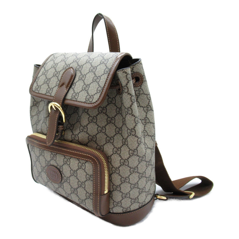 Gucci GG Supreme Backpack Bag Canvas Women's Beige Brown 674147