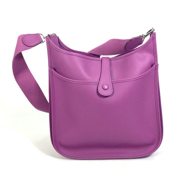 Hermes H logo punching bag Crossbody shawl Shoulder Bag cyclamen purple SilverHardware