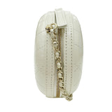 CHANEL Chanel Matelasse Round Chain Shoulder Leather 2 Ivory Women's