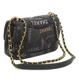 Chanel Matelasse Small Flap Chain Shoulder Bag Denim Black AS3134