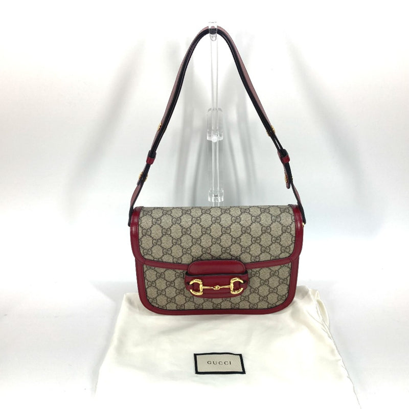 Gucci 602204 GG Supreme bag shawl Shoulder Bag Beige Red