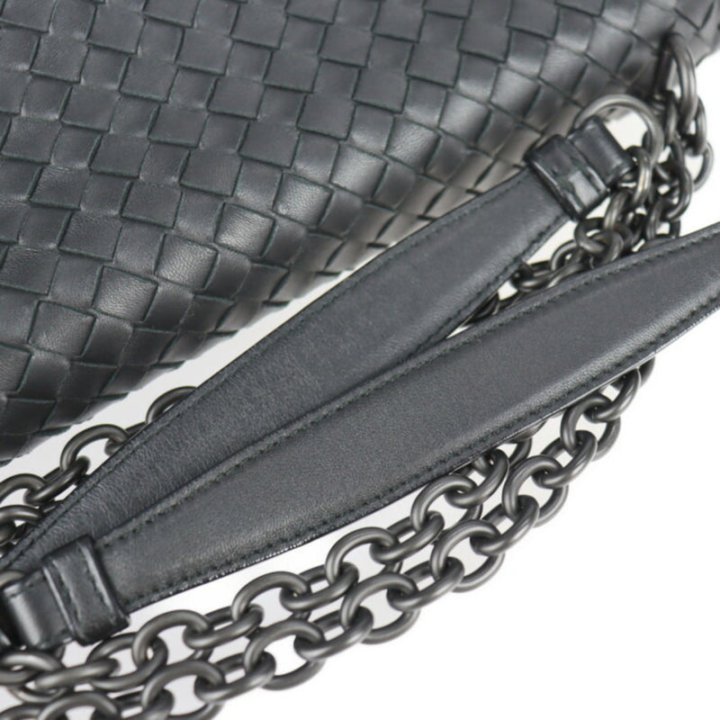 BOTTEGA VENETA Bottega Veneta Olympia Bag Medium Intrecciato Shoulder 386499 Leather Black Chain