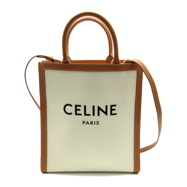 CELINE Vertical Hippo Small White Brown canvas