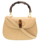 gucci bamboo leather beige handbag