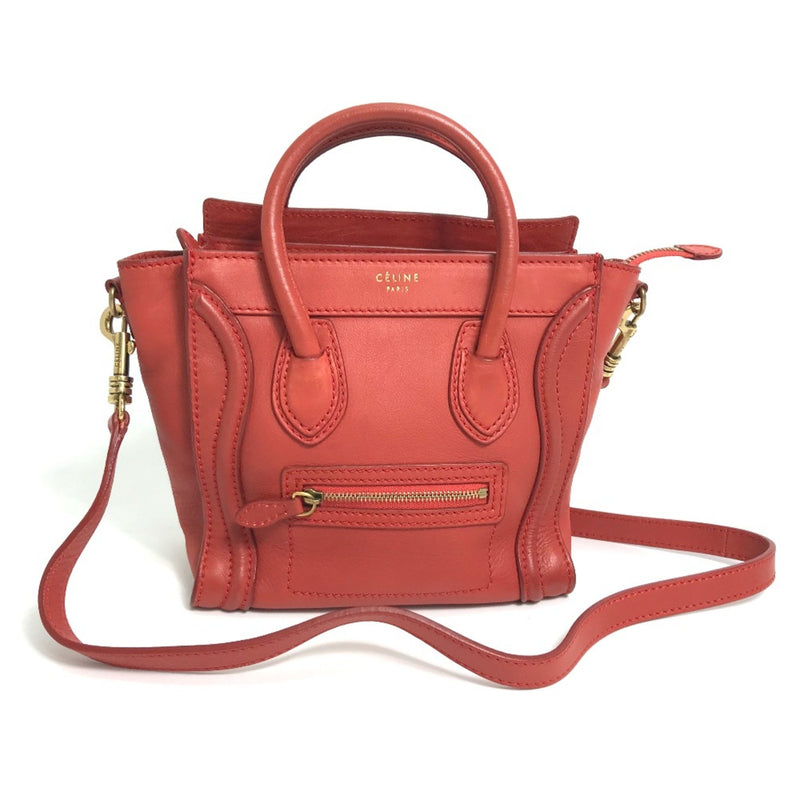 CELINE 168243 Nano Shopper Bag Crossbody Shoulder Bag Hand Bag Lipstick Red Red