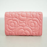 Chanel Business Card Holder Camellia Caviar Skin Pink Champagne Ladies