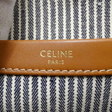 CELINE Women's Bags Handbags Tote Shoulder 2way Small Cabas Thais Textile Calfskin Navy Blue Stripe Bag