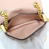 FENDI Bag Shoulder 2WAY Pink Gold Mini Flap FF Pattern Embossed Leather Nano Bucket Chain Elegant Feminine