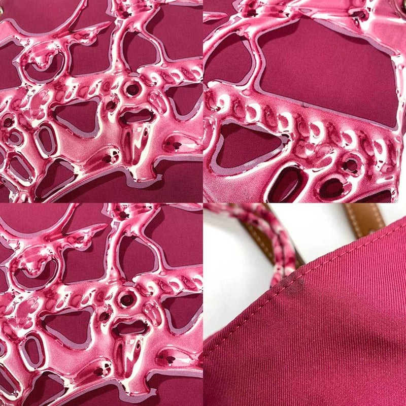 Hermes Bag Silky City PM Pink Shoulder Crossbody Square Flat Ladies Silk x Vau Balenia Leather HERMES