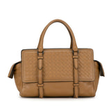 Bottega Veneta Intrecciato Handbag Brown Beige Leather Women's BOTTEGAVENETA