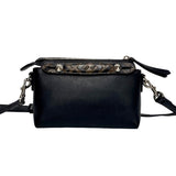 FENDI By the Way Small FF Pattern Leather 2way Shoulder Bag Handbag Black 71477