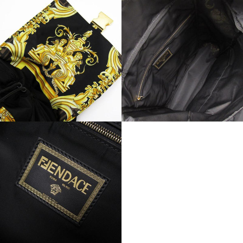 FENDI Backpack x VERSACE FENDACE Nylon Brown Gold Black Men's w0535g