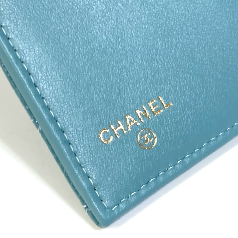 Chanel A84068 CC Mark Small Compact Wallet Trifold wallet blue GoldHardware