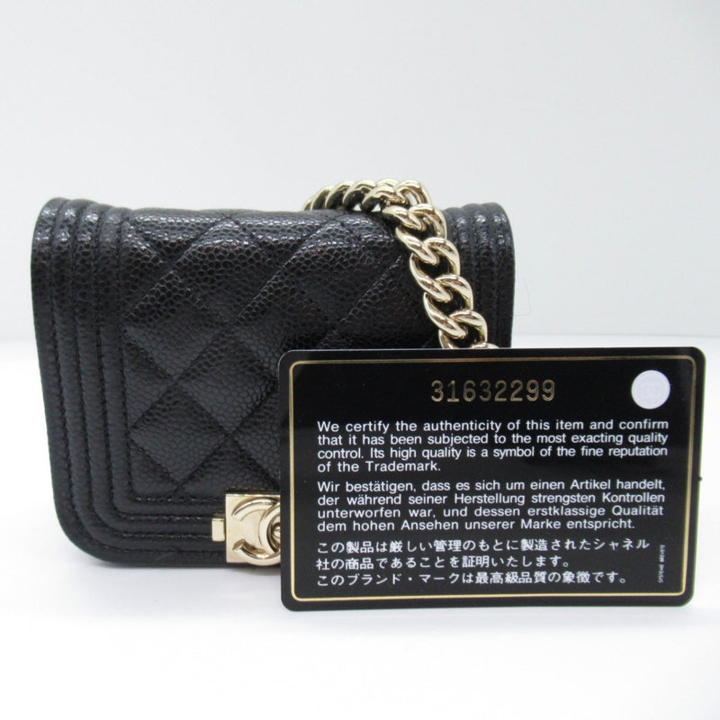 CHANEL Boy Chanel Chain Pochette Shoulder Bag Caviar Skin (Grained Calf) Women's Black