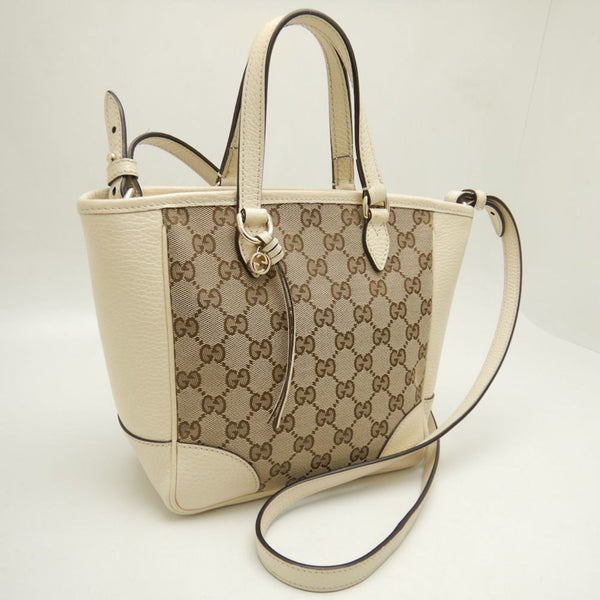 GUCCI 449241 Handbag GG Canvas x Leather Beige Ivory Outlet 251696