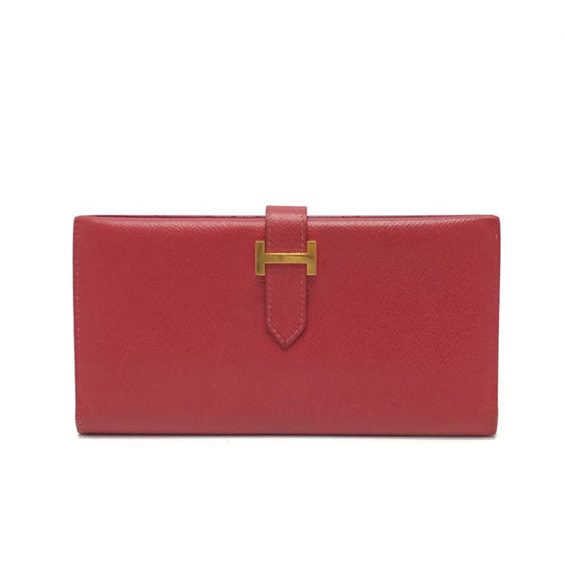 Hermes Two fold Long Wallet Red GoldHardware