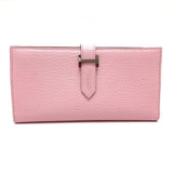 Hermes HHardware Machi has Long Wallet Rose cherry pink SilverHardware