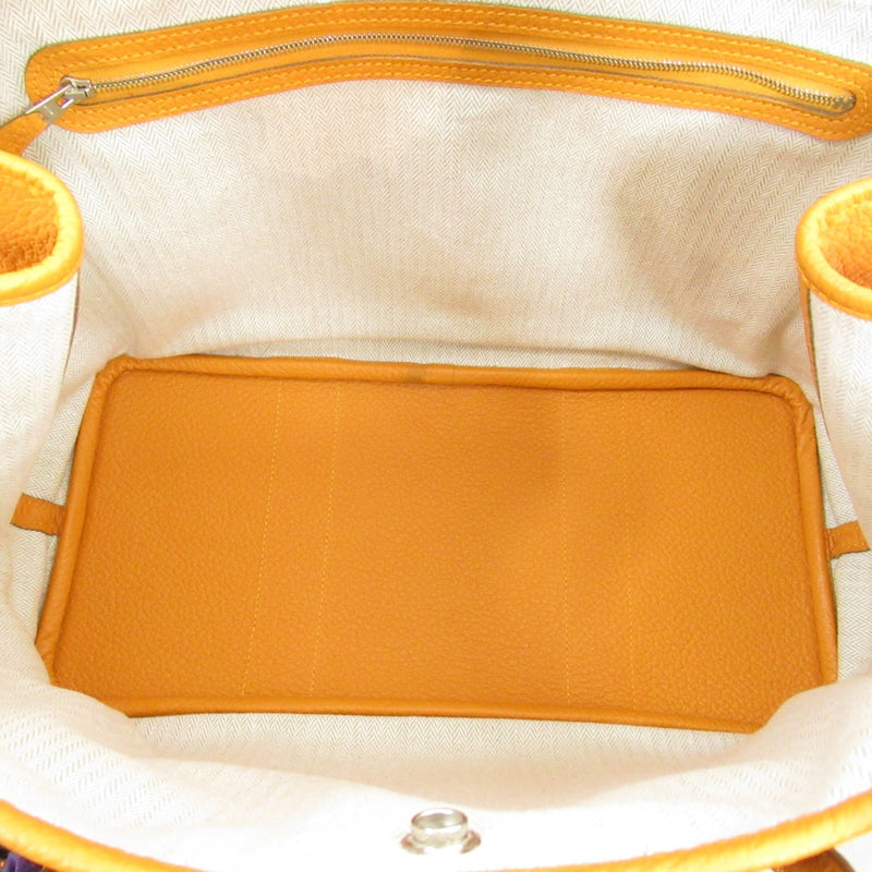 HERMES Garden Party PM Tote Bag Orange Country leather leather