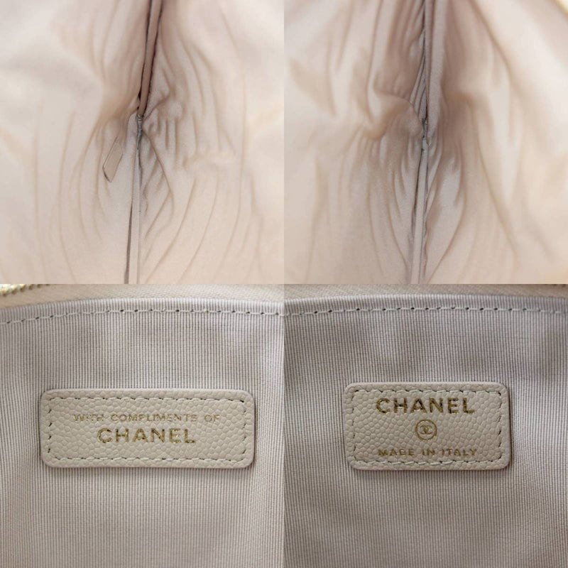 CHANEL Chanel V stitch clutch bag soft caviar skin light brown 24895756