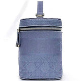 Christian Dior handbag vanity bag light blue cannage f-20528 canvas embroidery self-supporting double