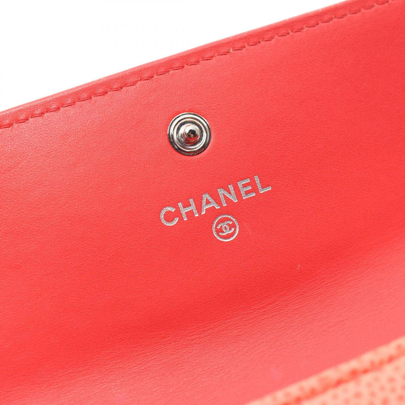 CHANEL Coco Mark Bi-fold Wallet, Caviar Skin, Women's, Orange