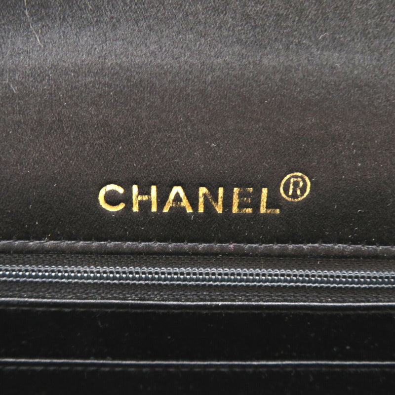 CHANEL Matelasse Chain Shoulder Bag, Satin, Women's, Black