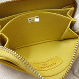 CHANEL Classic Zip Coin Purse Matelasse AP0216 Case Caviar Skin Yellow 083597