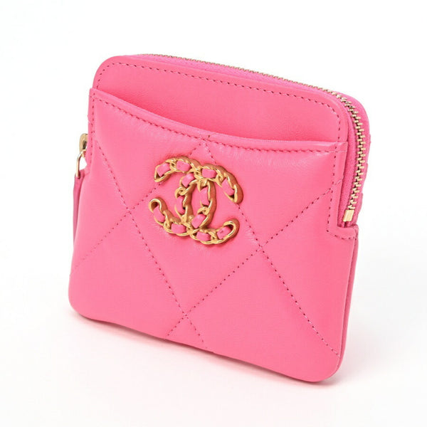 Chanel Matelasse 19 Fragment Case Coin Business Card Holder/Card AP2086 Lamb Leather Pink S-155076